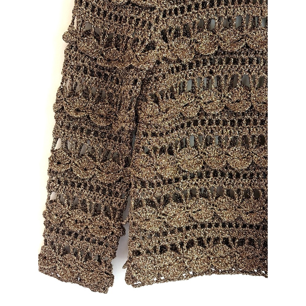 Topshop Women's Metallic Open Knit Crochet Cardigan Sweater Bronze Copper S - Picture 9 of 13